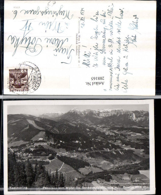 288165,Semmering Totale Panorama vom Gipfel des Sonnwendstein geg. Raxalpe Bergkulisse