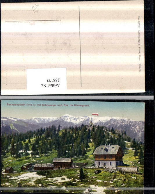 288173,Sonnwendstein Berghütte m. Schneealpe u. Rax Bergkulisse b. Semmering