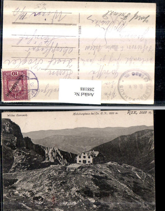 288188,Rax Habsburghaus Berghütte m. Wilden Gamseck Bergkulisse b. Nasswald Schwarzau