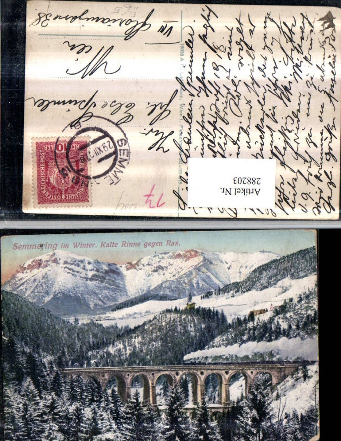 288203,Semmering Semmeringbahn Kalte Rinne Viadukt geg. Rax Bergkulisse Winterbild
