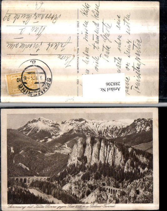 288206,Semmering Semmeringbahn Kalte Rinne Viadukt geg. Rax u. Polleros-Tunnel Bergkulisse