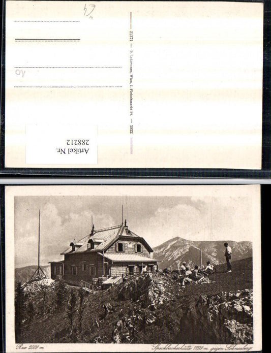 288212,Rax Speckbacherhütte Berghütte geg. Schneeberg b. Breitenstein