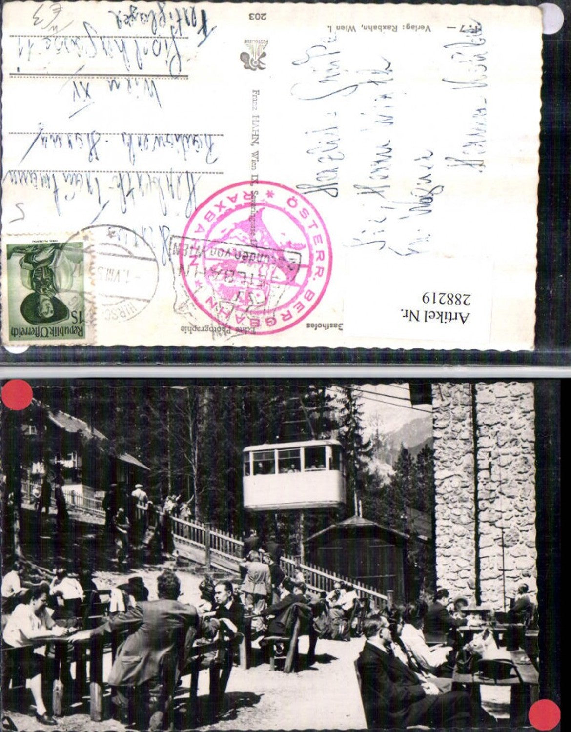 288219,Raxbahn Garten d. Talstations-Gasthofes Seilbahn b. Reichenau