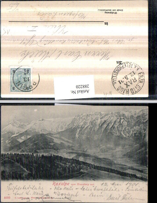 288220,Raxalpe vom Kreuzberg aus Bergkulisse b. Breitenstein