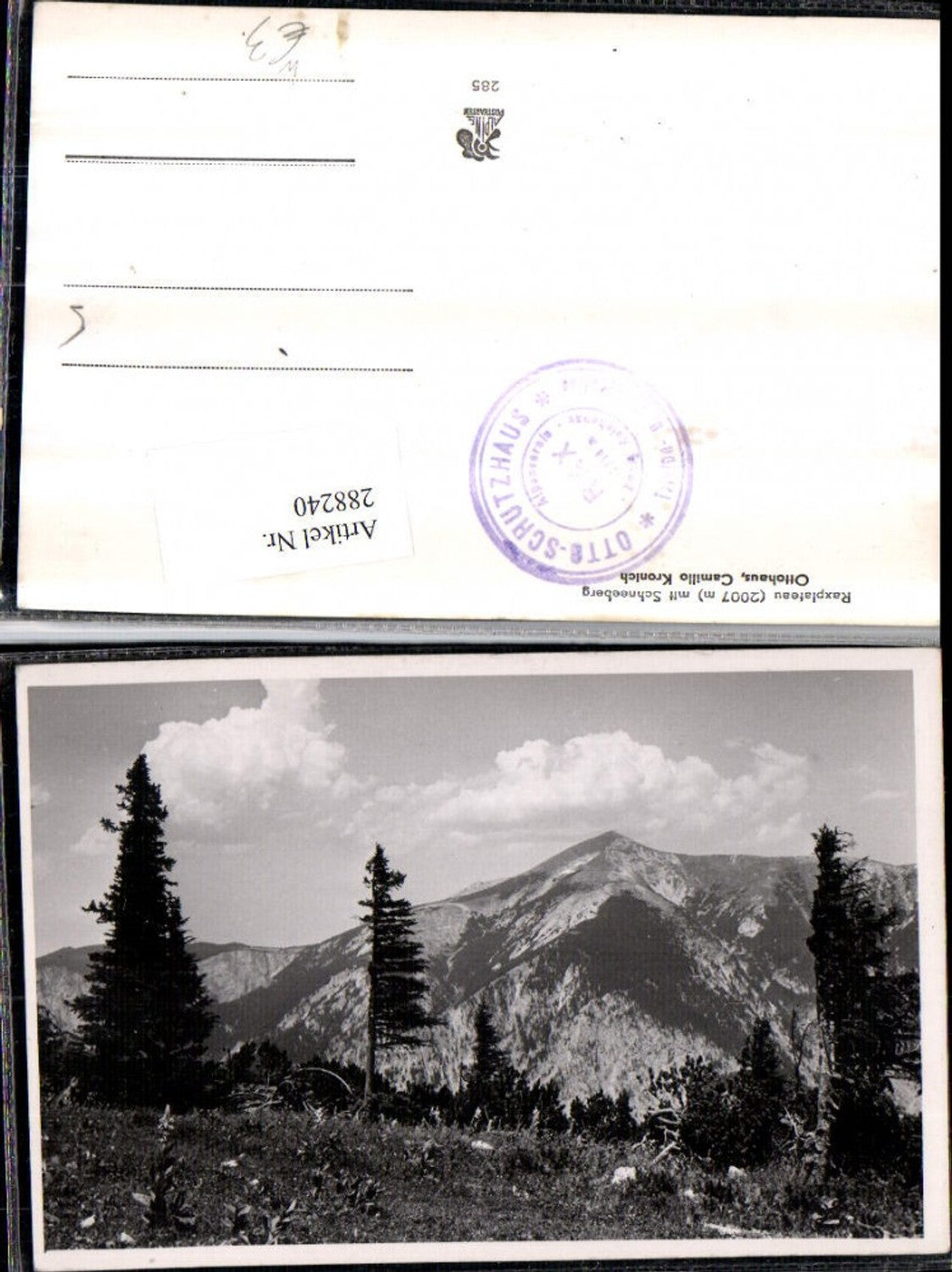 288240,Raxplateau m. Schneeberg Ottohaus Bergkulisse b. Reichenau