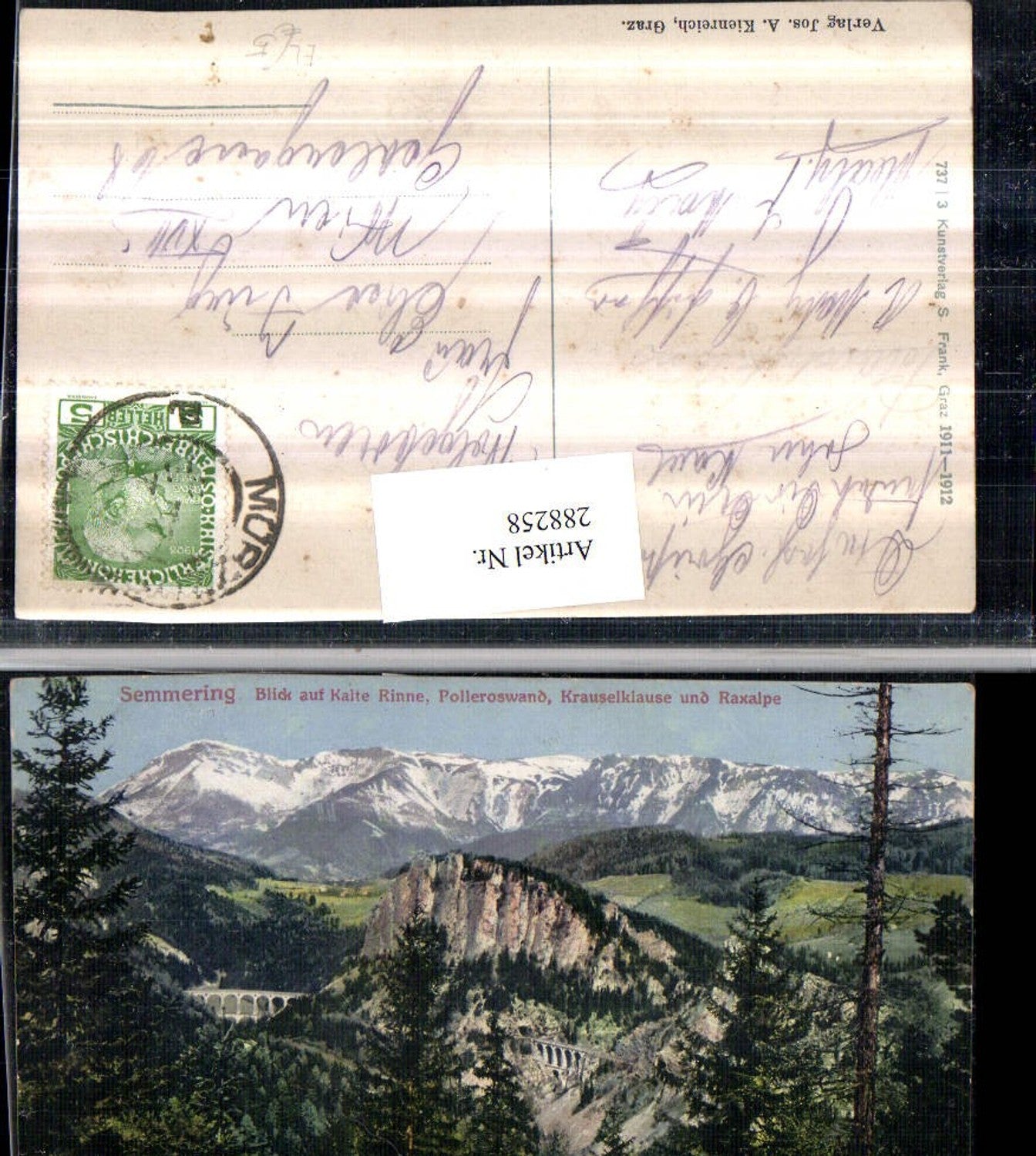 288258,Semmering Semmeringbahn Kalte Rinne Viadukt Polleroswand u. Raxalpe Bergkulisse