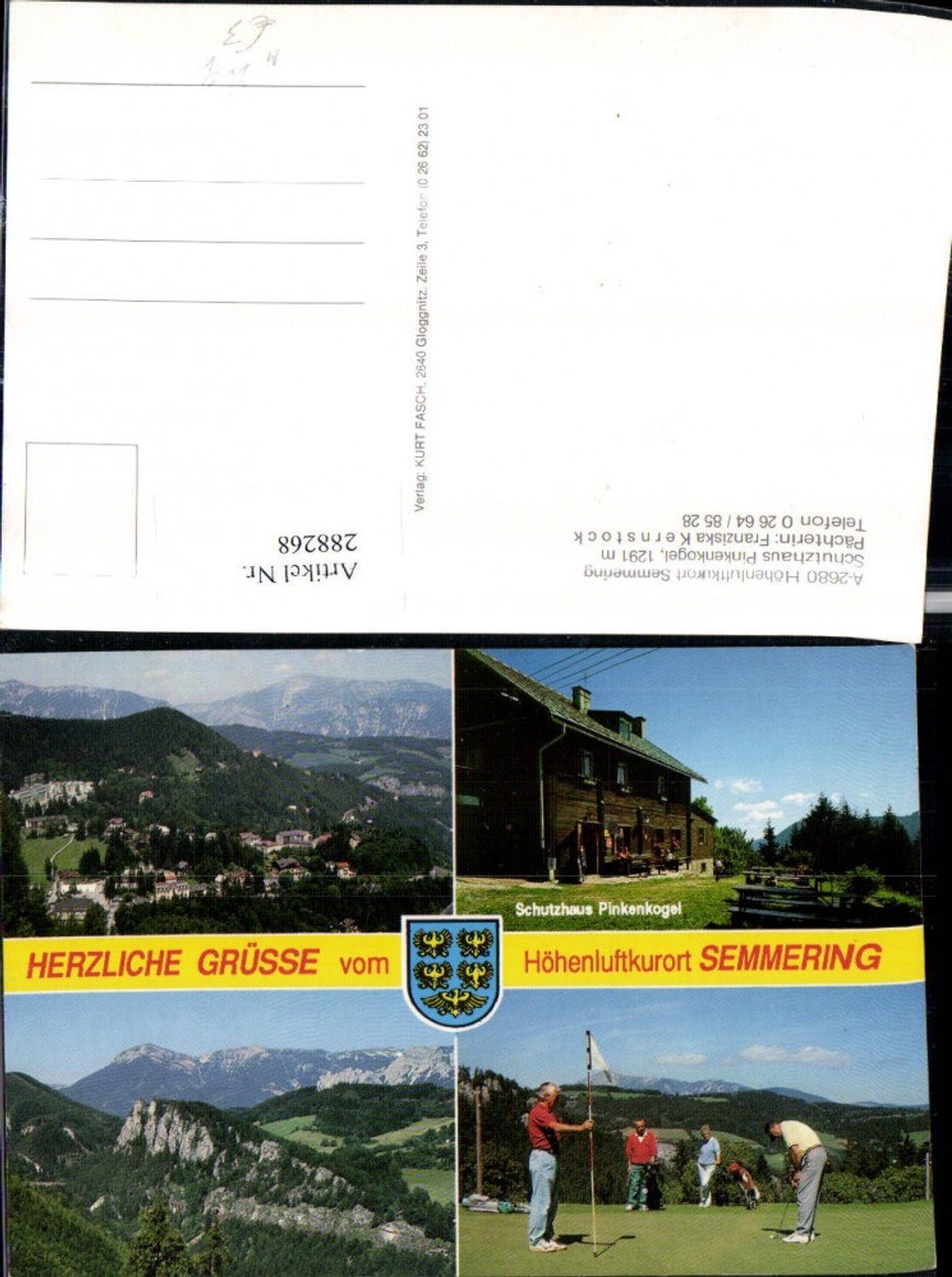 288268,Semmering Totale Pinkenkogel Berghütte Golf Bergkulisse Mehrbildkarte