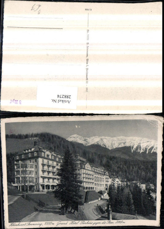 288274,Semmering Grand Hotel Panhans geg. Rax Bergkulisse