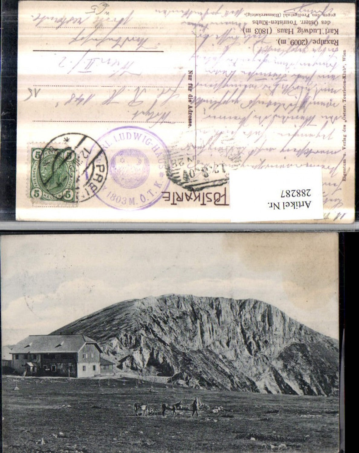 288287,Raxalpe Karl Ludwig-Haus Berghütte Bergkulisse b. Prein