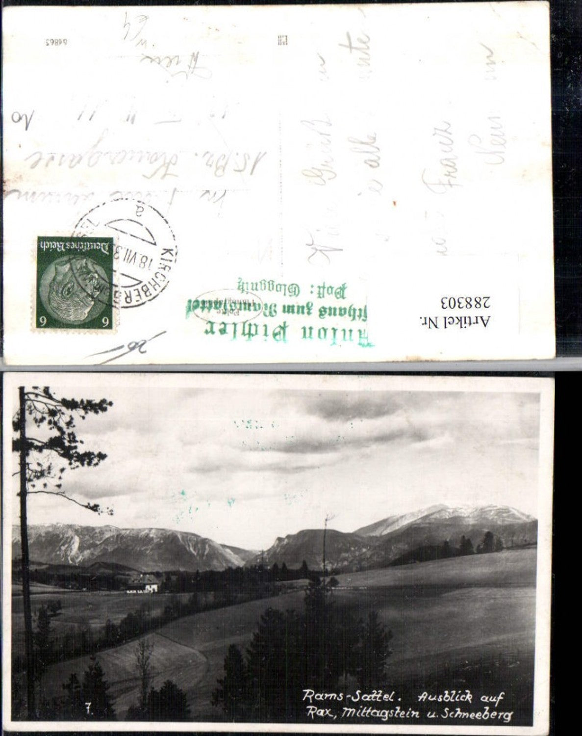 288303,Rams-Sattel Ausblick auf Rax Mittagstein u. Schneeberg Bergkulisse b. Gloggnitz