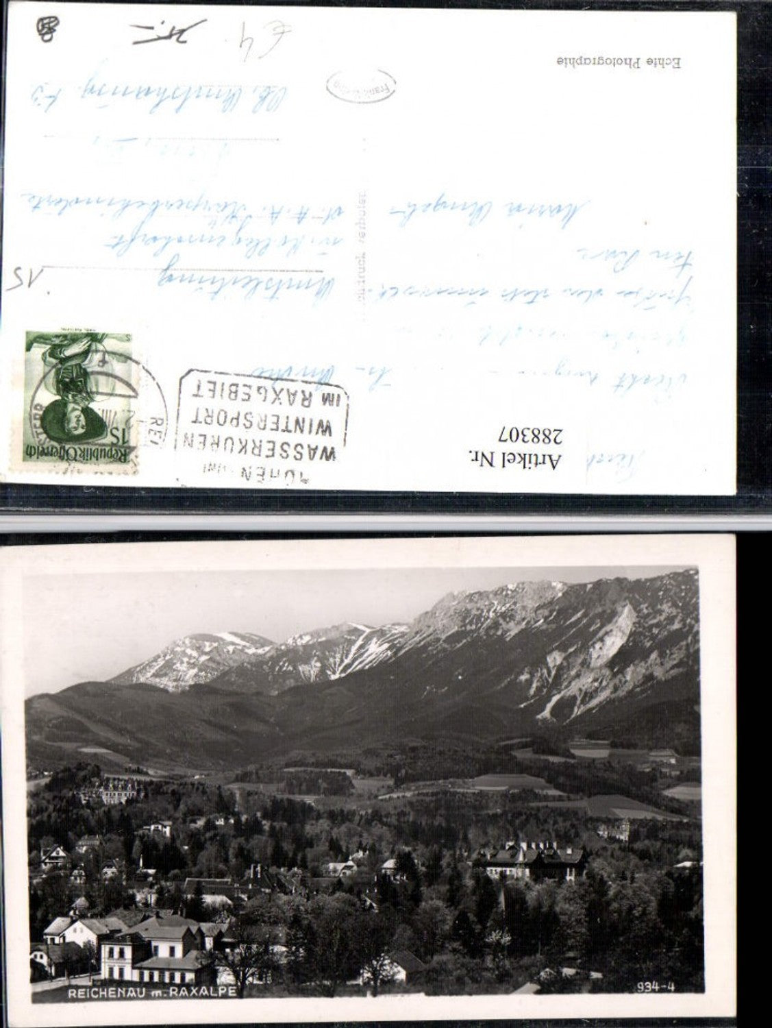 288307,Reichenau Totale m. Raxalpe Bergkulisse