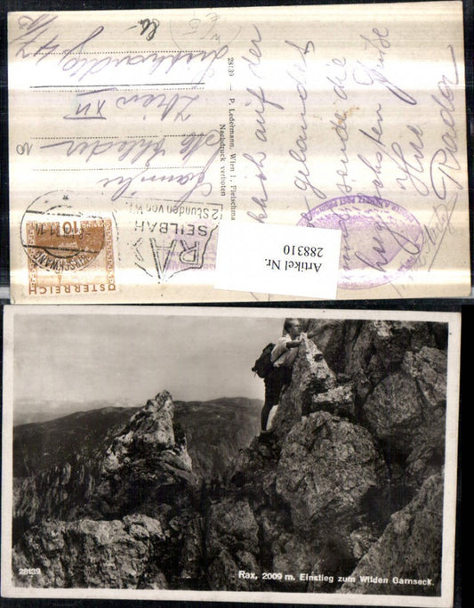 288310,Rax Einstieg zum Wilden Gamseck Kletterer Bergkulisse b. Prein
