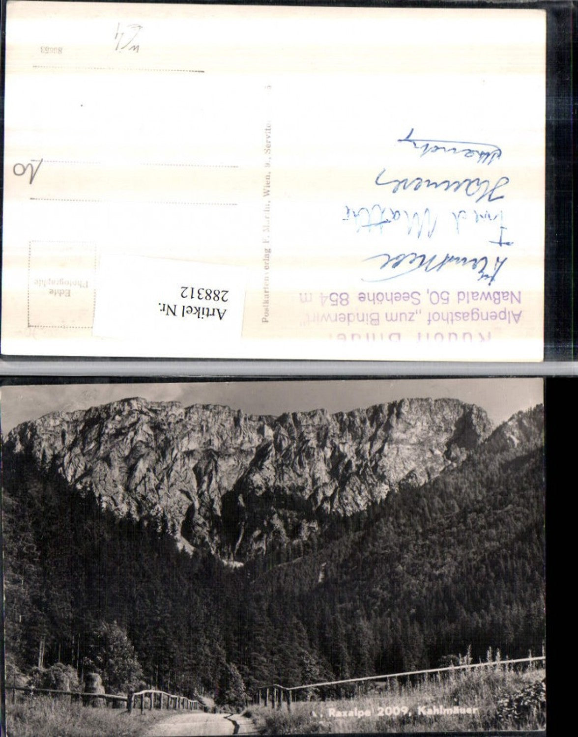 288312,Raxalpe Kahlmäuer Bergkulisse b. Nasswald Schwarzau