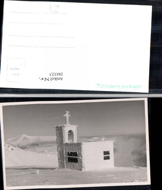 288323,Foto AK Raxkircherl Kirche Bergkulisse Winterbild b. Reichenau