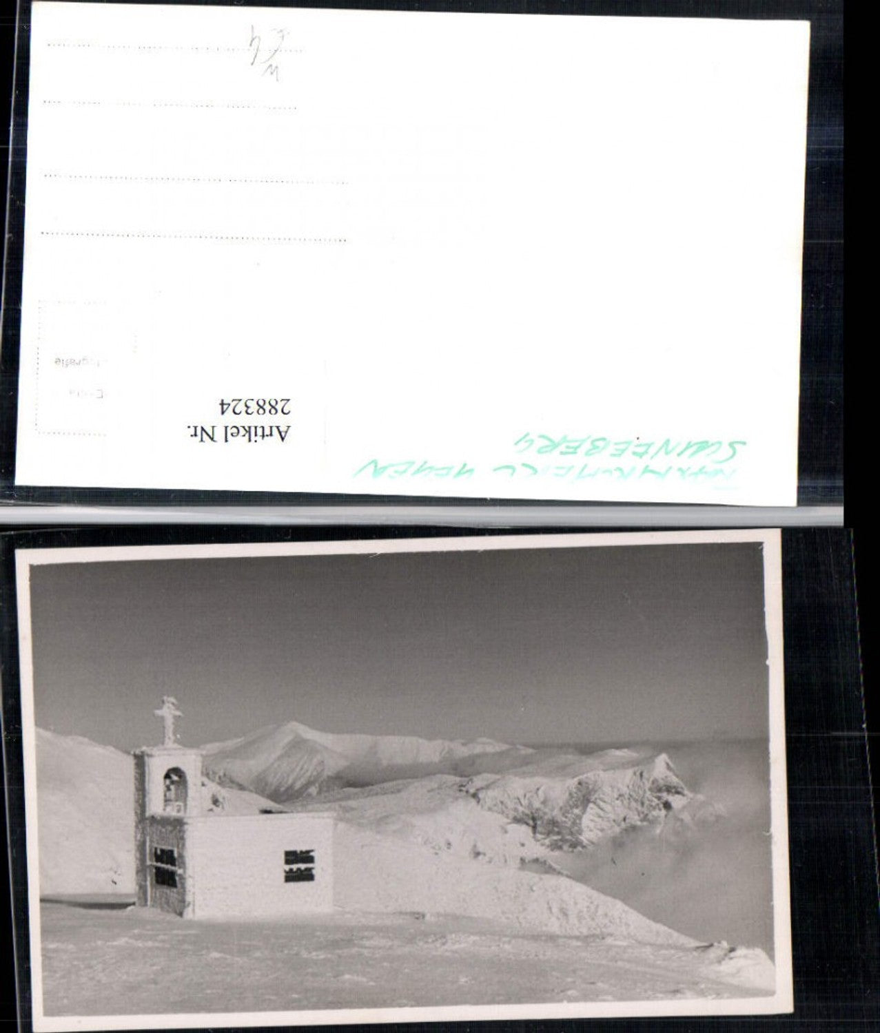 288324,Foto AK Raxkircherl Kirche geg. Schneeberg Bergkulisse Winterbild b. Reichenau