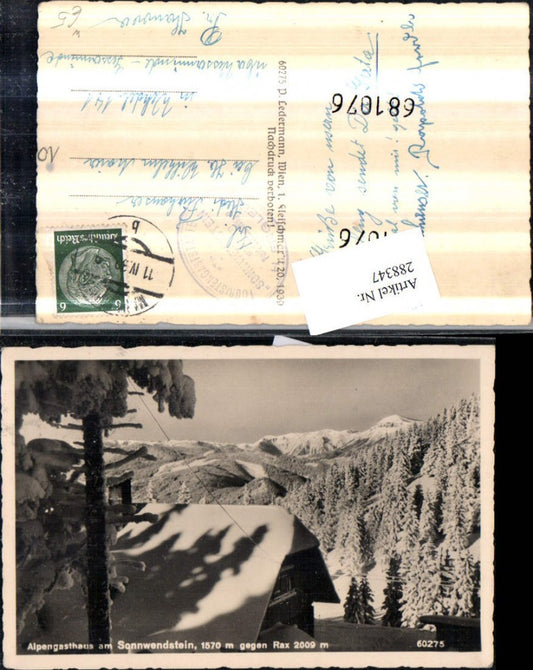 288347,Alpengasthaus am Sonnwenstein geg. Rax Bergkulisse Winterbild b. Semmering