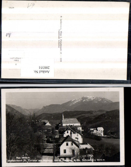 288351,Rax St. Corona am Wechsel Totale m. Schneeberg Bergkulisse