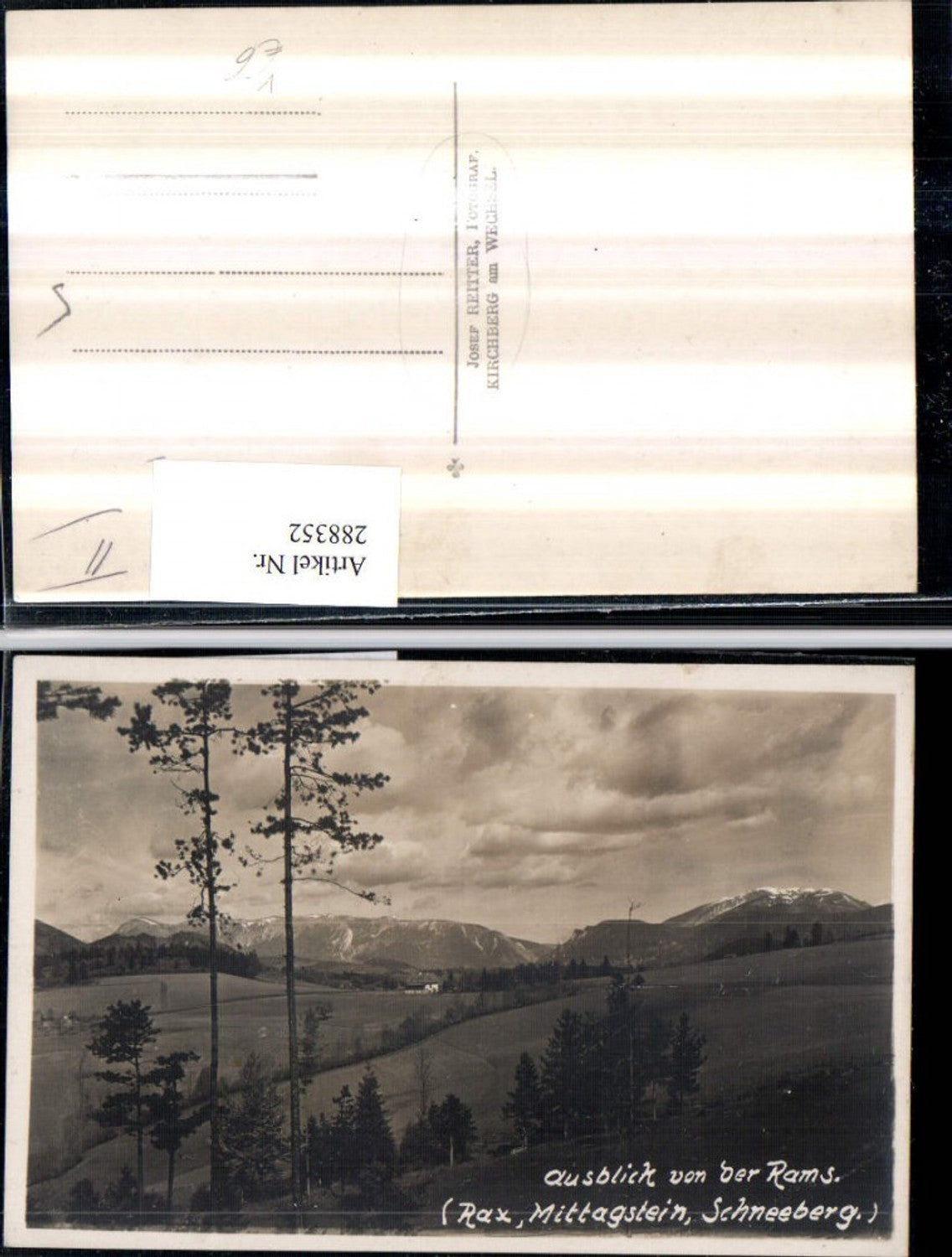 288352,Ausblick von d. Rams auf Rax Mittagstein u. Schneeberg Bergkulisse pub Josef Reitter