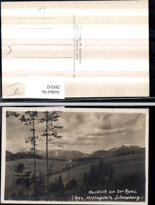 288352,Ausblick von d. Rams auf Rax Mittagstein u. Schneeberg Bergkulisse pub Josef Reitter