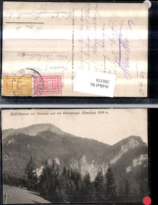 288374,Raxalpe Nasskamm m. Gamseck u. Kramerhupf Bergkulisse b. Nasswald Schwarzau