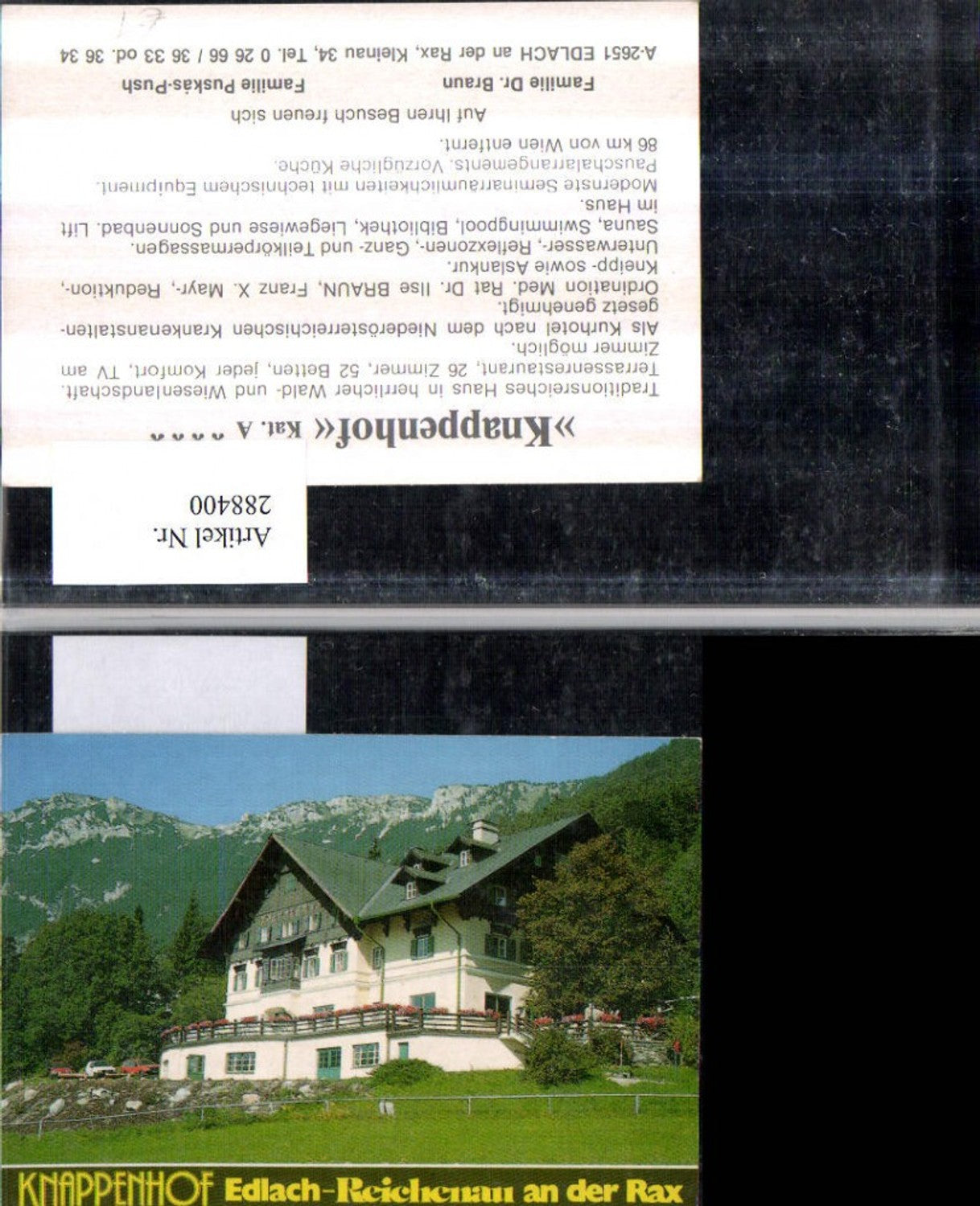 288400,Minikarte Edlach Reichenau an d. Rax Knappenhof Text