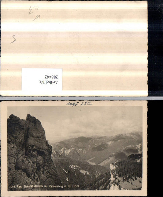 288442,Rax Zickafahnleralm m. Kaisersteig v. Kleinen Gries Bergkulisse b. Reichenau