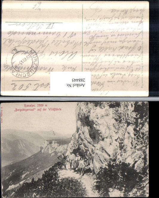 288445,Raxalpe Bergsteigerrast auf d. Wildfährte Bergkulisse b. Reichenau
