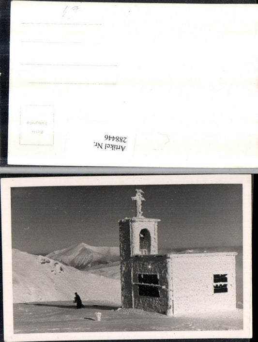 288446,Foto AK Raxkircherl Kirche Bergkulisse Winterbild b. Reichenau