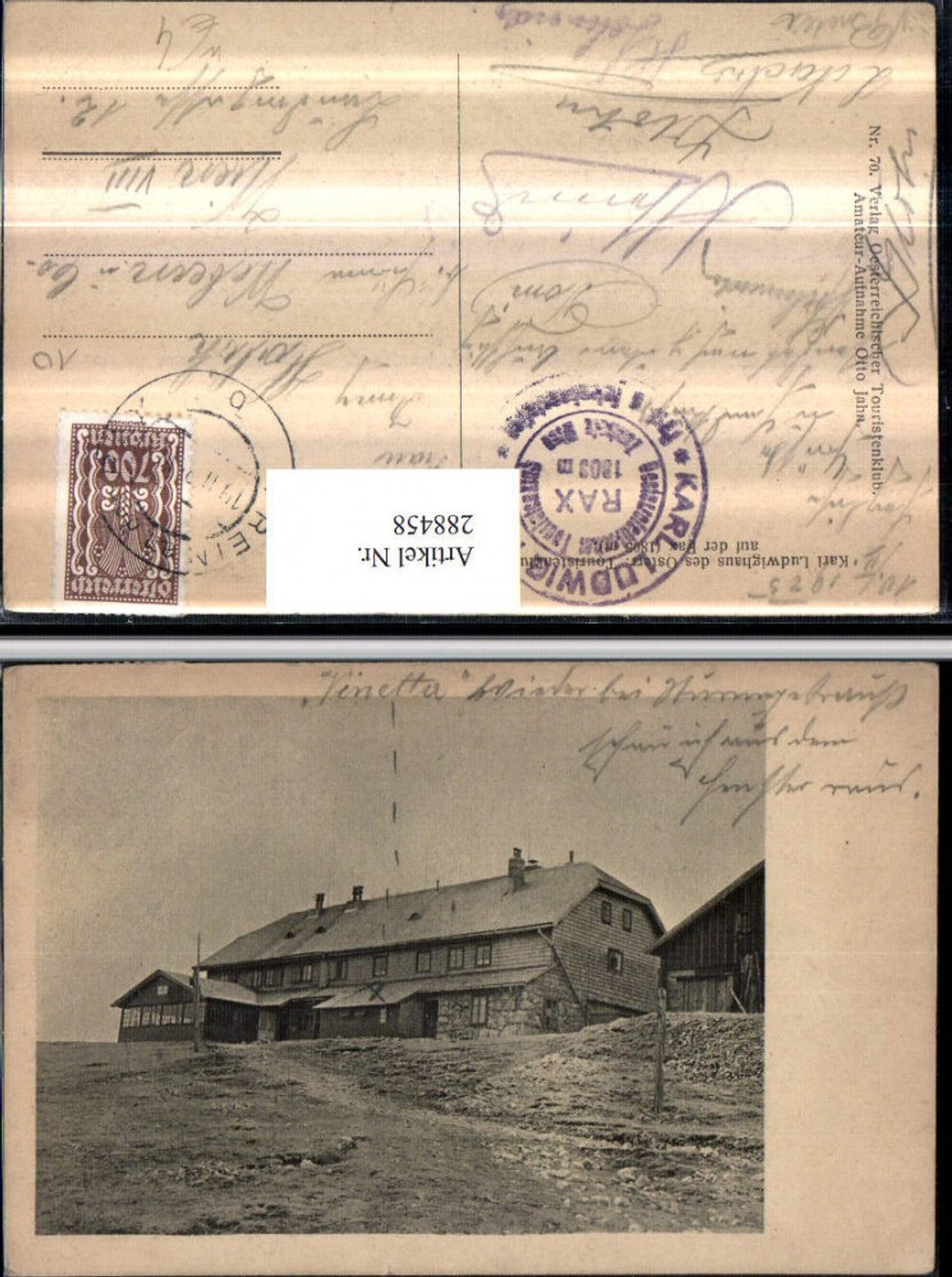 288458,Karl Ludwig-Haus Berghütte auf d. Rax b. Prein