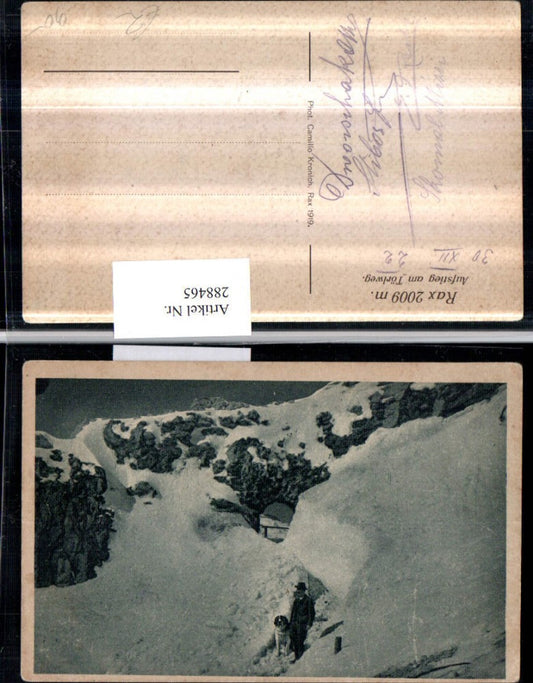 288465,Rax Aufstieg am Törlweg b. Reichenau Winterbild Mann m. Hund