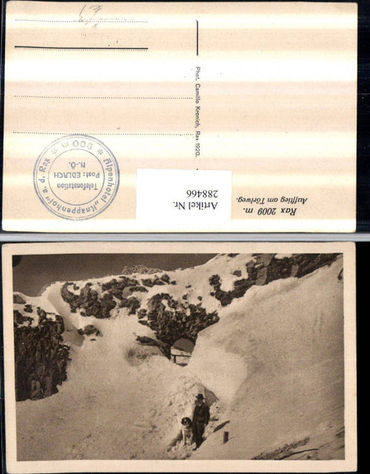 288466,Rax Aufstieg am Törlweg b. Reichenau Winterbild Mann m. Hund