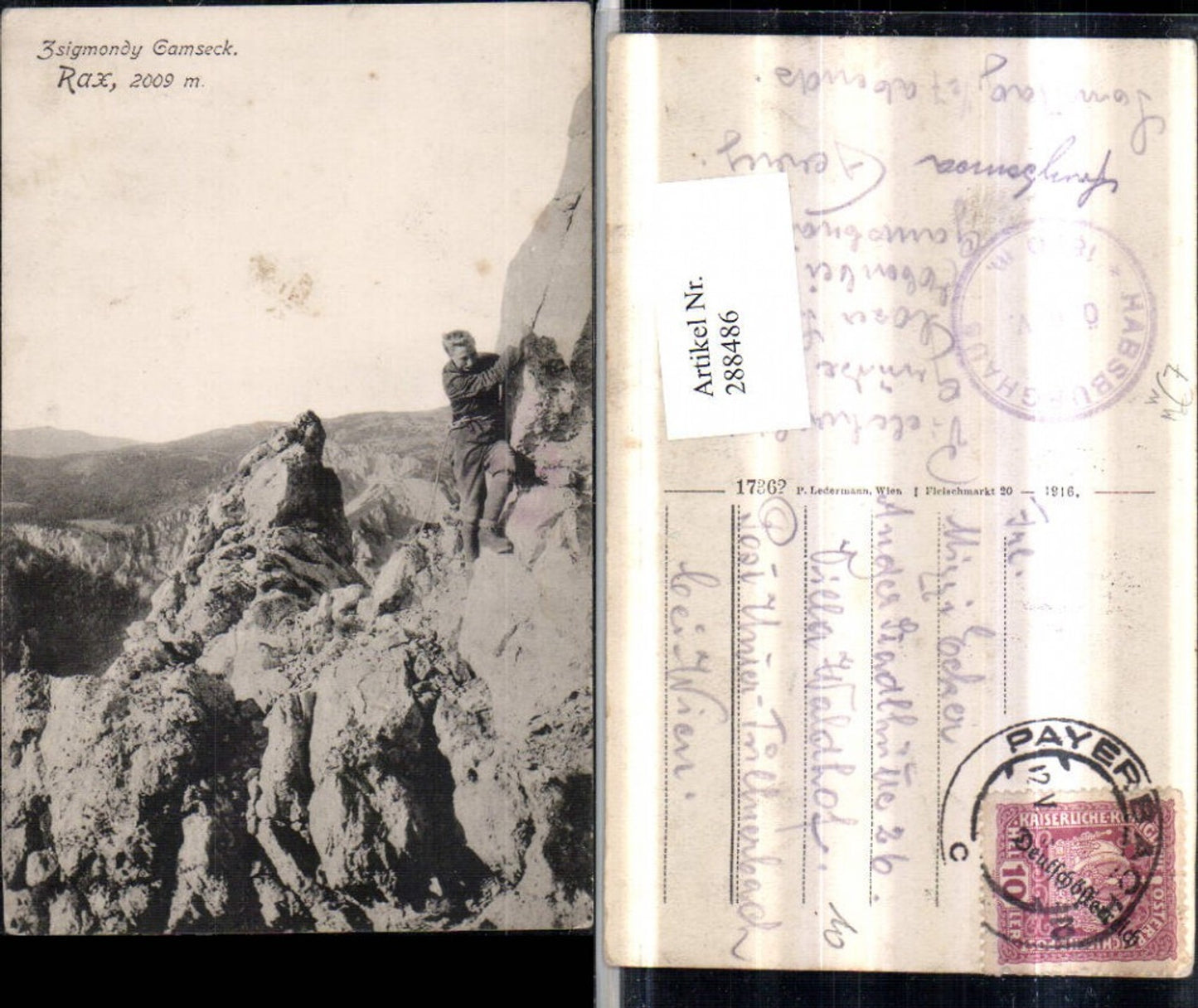 288486,Rax Zsigmondy Gamseck Bergkulisse Kletterer Bergsteiger b. Reichenau