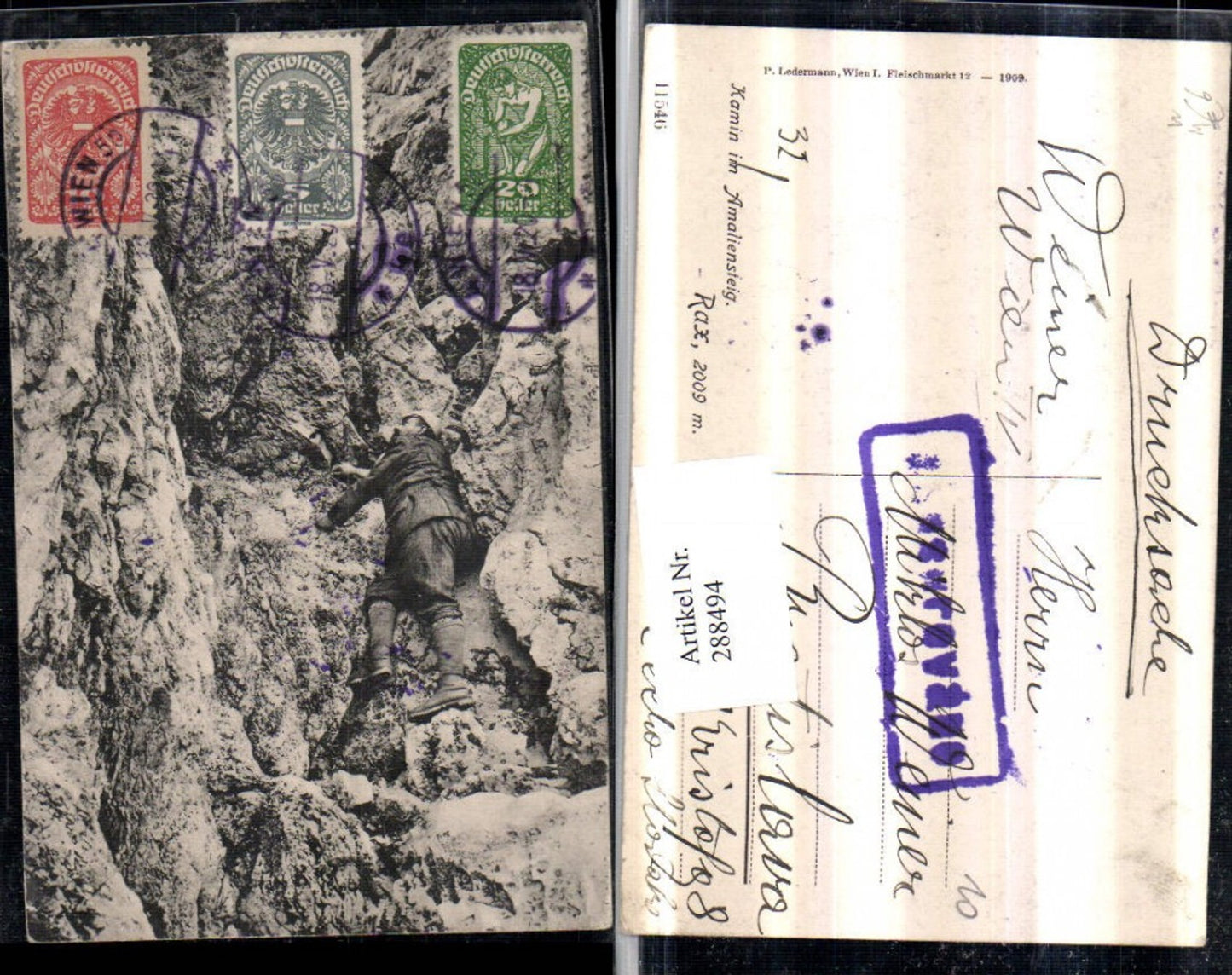 288494,Rax Kamin im Amaliensteig Kletterer Bergsteiger b. Reichenau