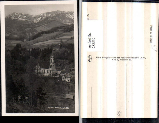 288559,Prein an d. Rax Kirche Bergkulisse