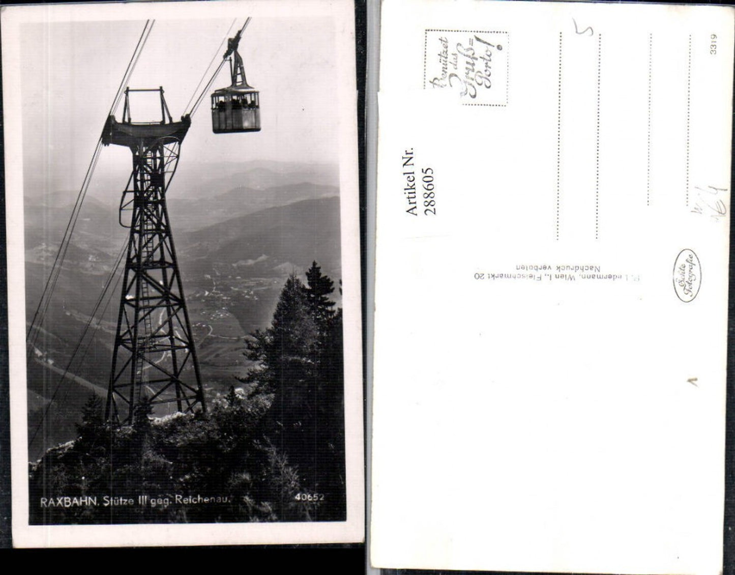 288605,Raxbahn Seilbahn Stütze geg. Reichenau Totale