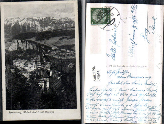 288614,Semmering Südbahnhotel m. Raxalpe Bergkulisse