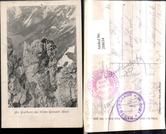 288634,Rax Am Gratturm des Wilden Gamseck Bergkulisse b. Reichenau Bergsteiger