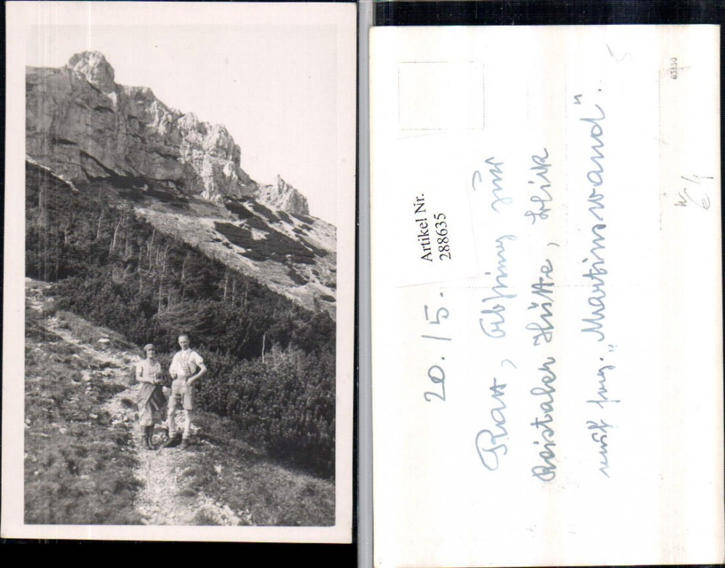 288635,Foto AK Abstieg zur Reistaler-Hütte Blick zur Martinswand Bergkulisse b. Reichenau