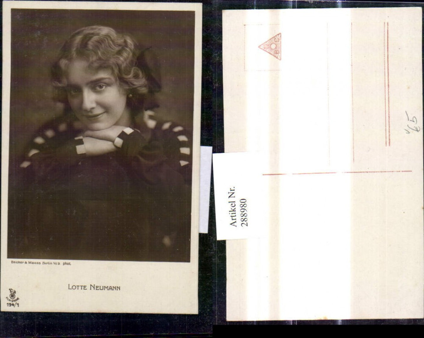 288980,Schauspielerin Lotte Neumann pub Filmsterne 194/1