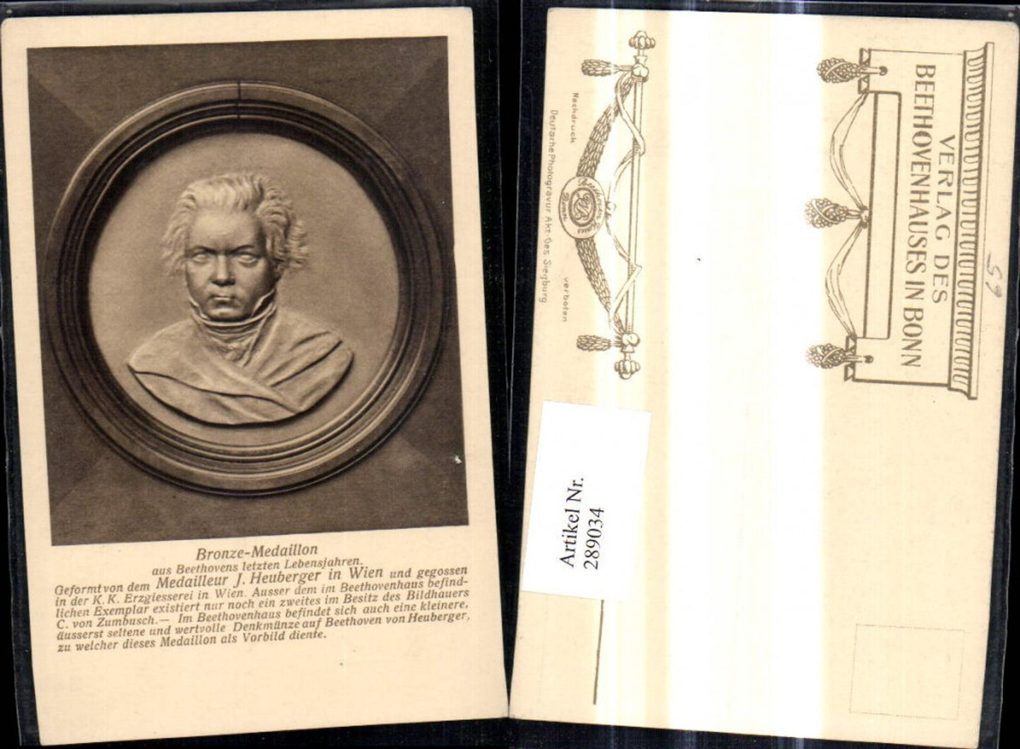 289034,Künstler Ak J. Heuberger Bronze Medaillon Ludwig van Beethoven