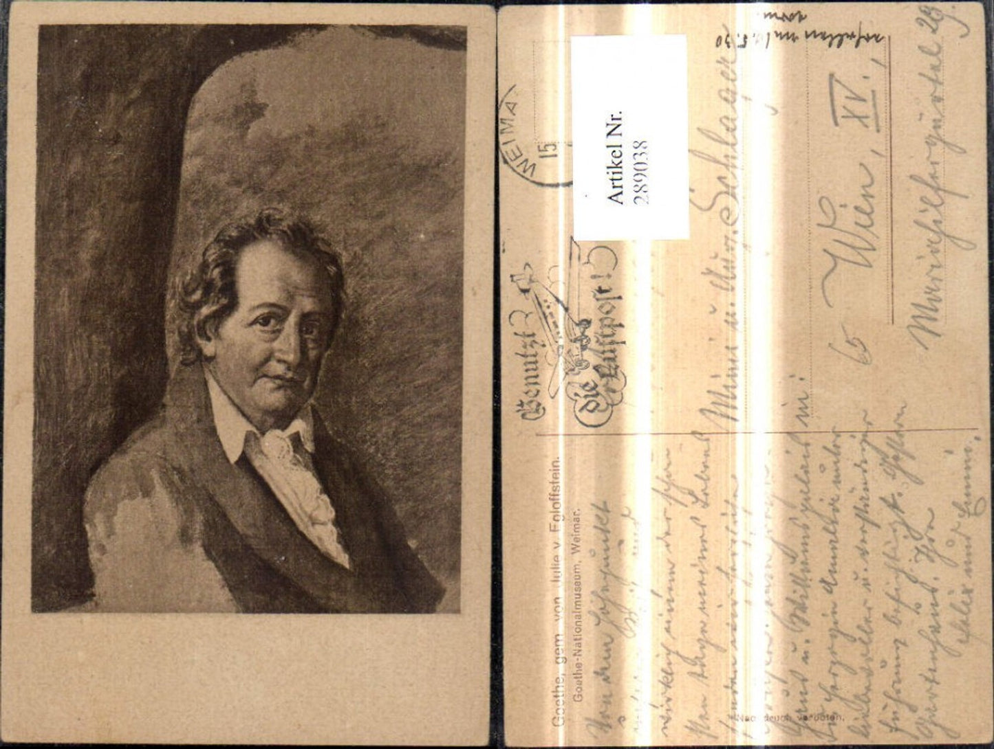 289038,Künstler Ak Julie v. Egloffstein Johann Wolfgang v. Goethe Portrait b. Baum