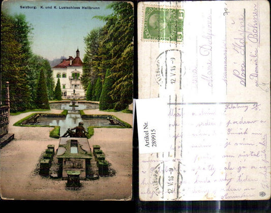 289915,Salzburg K. u. K. Lustschloss Hellbrunn Schloss Park Wasseranlagen Brunnen