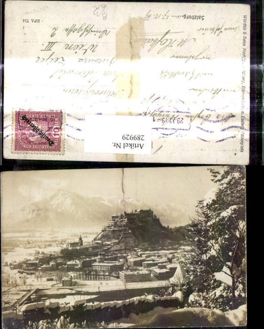 289929,Salzburg Winteransicht m. Festung Hohensalzburg 1919