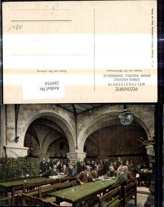 289934,Salzburg Stiftskeller St Peter Innenansicht Männer Bier