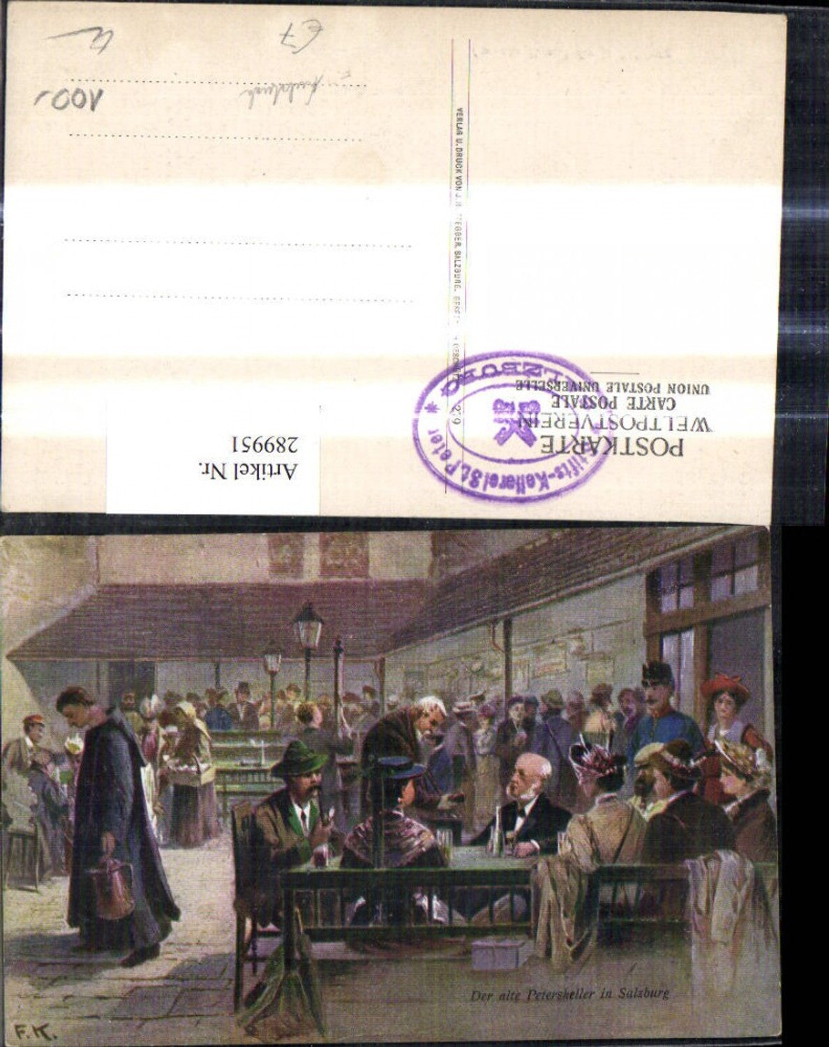 289951,Künstler Ak F. Kulstrunk Salzburg Der alte Peterskeller Mönch