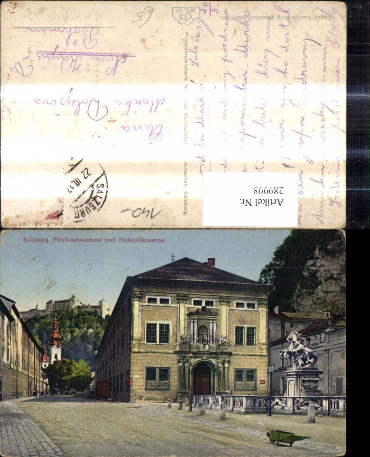 289998,Salzburg Pferdeschwemme u. Hofstallkaserne Festung Hohensalzburg i. Hintergrund