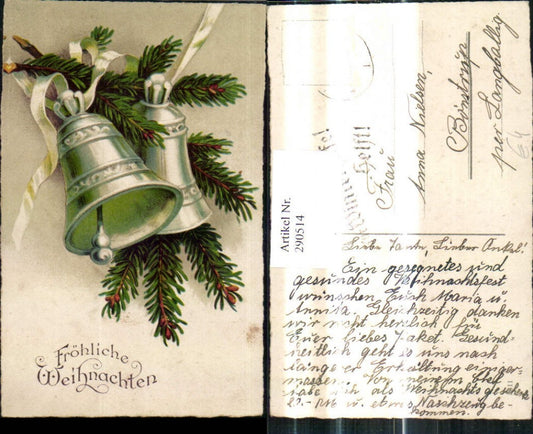 290514, Christmas fir branch bells bow