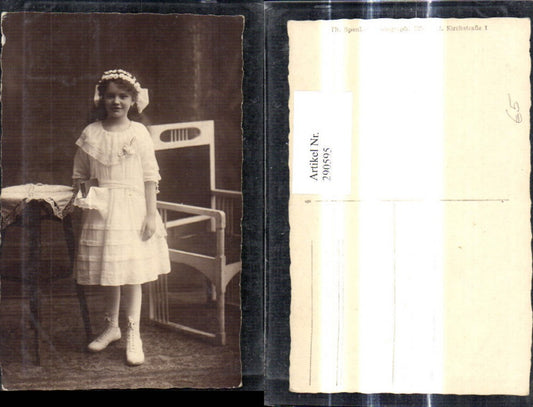 290595, Photo Ak Girl White Dress Book First Communion