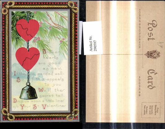 290597,Präge Ak Herzen a. Gewicht St Valentine Valentine Spruch Kieferzweige