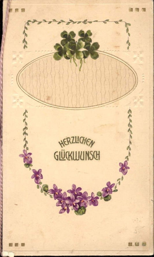 290601,Folding card Congratulations on moving in Saying Text Fabric ribbon Violets Violets